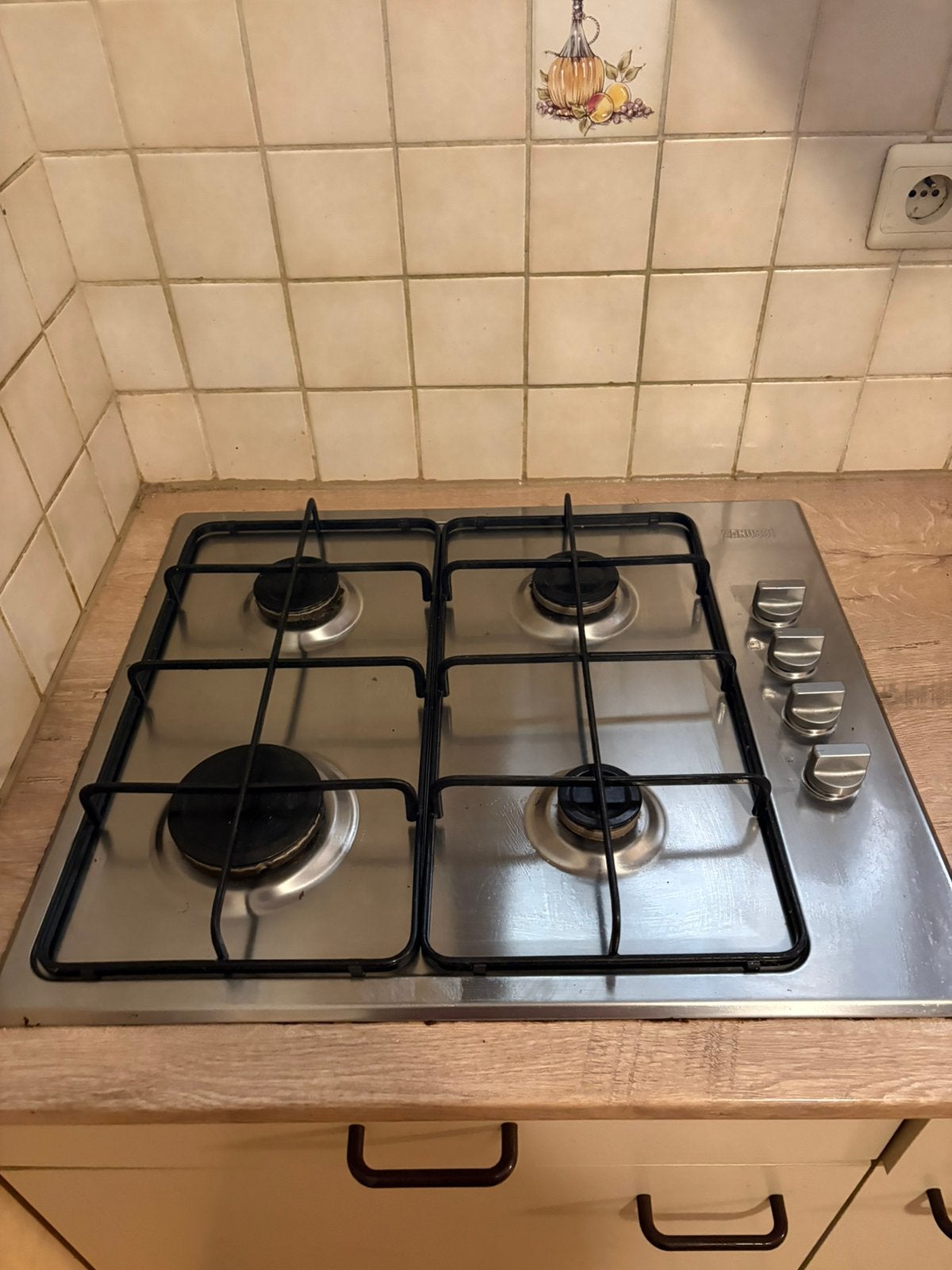 Zanussi 4-pits gaskookplaat RVS – werkend, Ophalen, Zo goed als nieuw, Inbouw