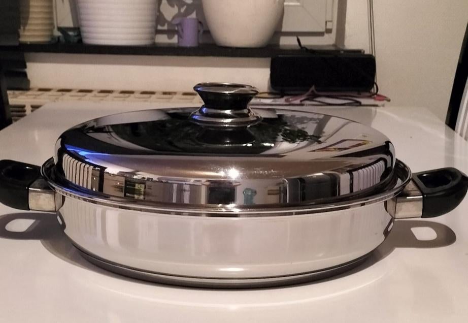 Grande casserole inox professionnelle avec thermomètre, Maison & Meubles, Inox, Enlèvement, Casserole ou Cocotte-minute, Plaque céramique