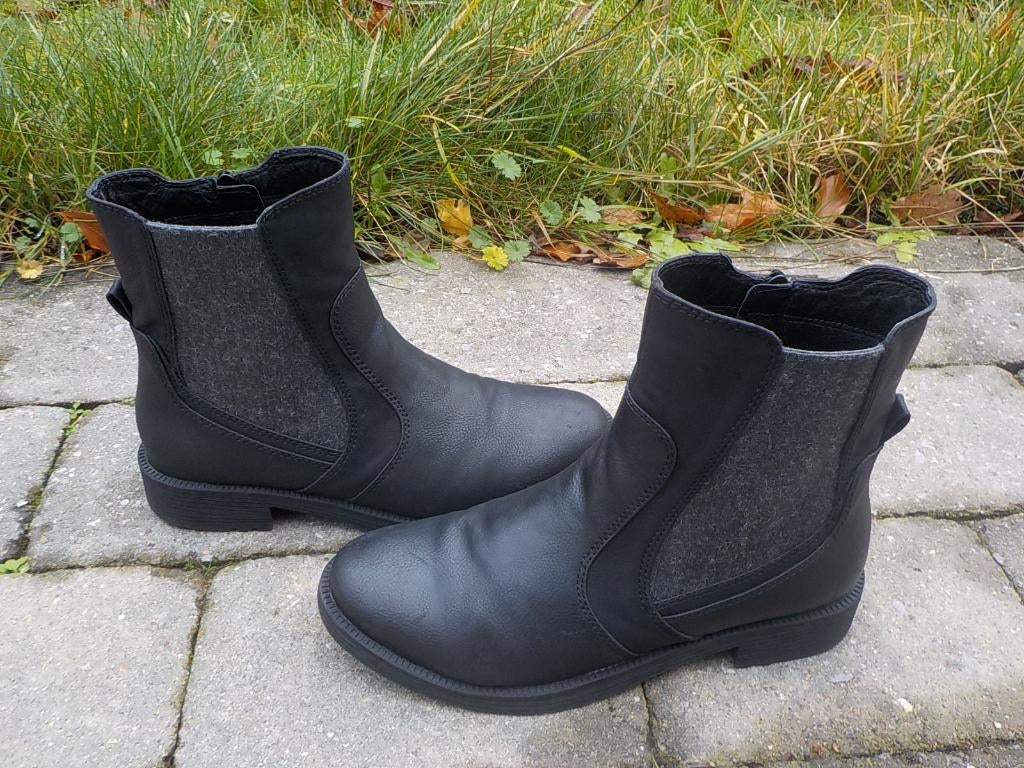 belle chaussure zippée mi-haute en cuir noir taille 41, Jana, Enlèvement ou Envoi, Comme neuf, Boots et Botinnes