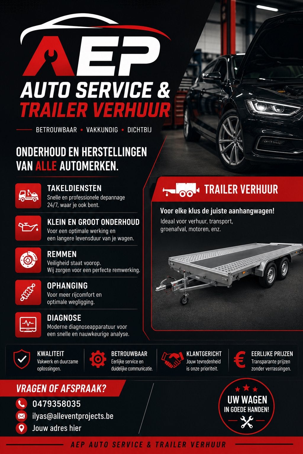 Auto onderhoud alle merken groot/klein, Ophalen