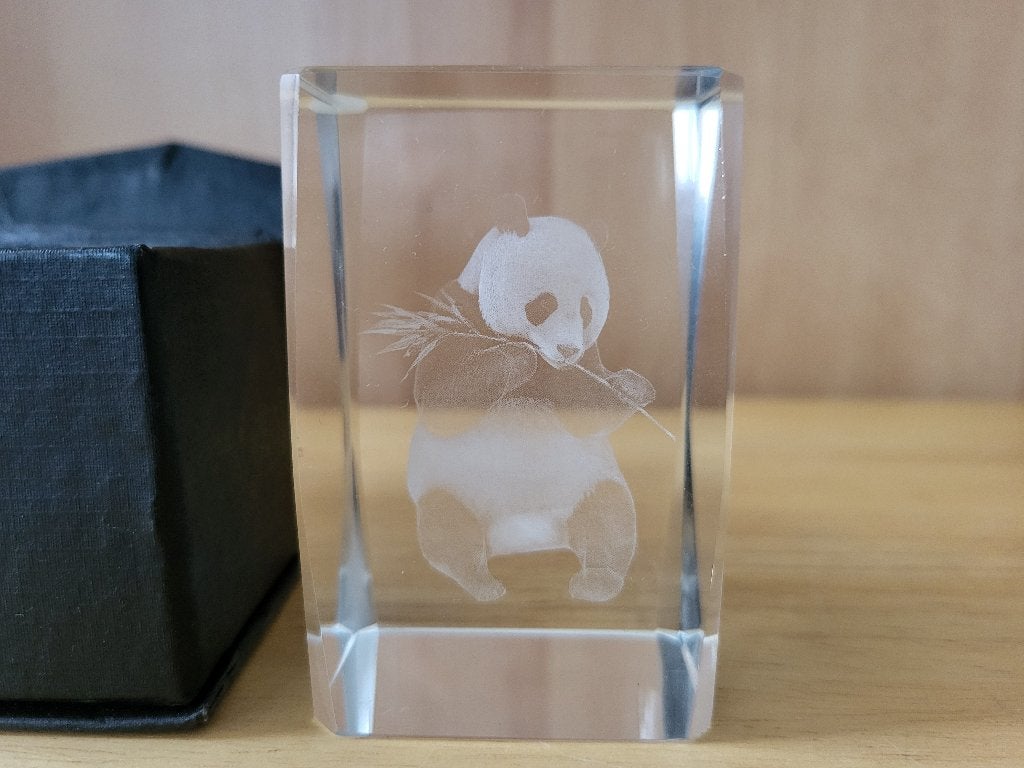 Gravure 3D bloc en verre – Panda, Enlèvement, Verre