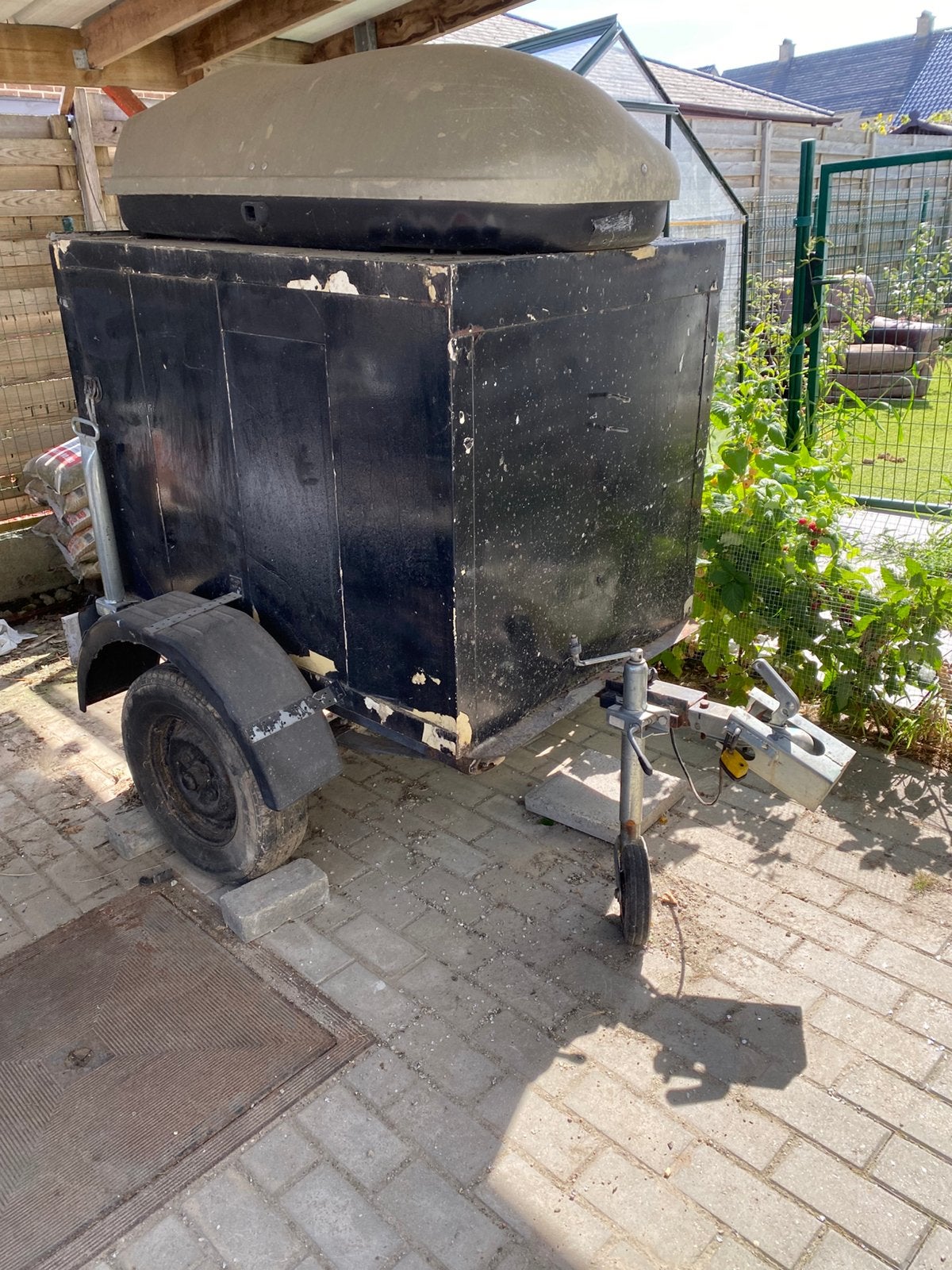 Bagagewagen met dakkoffer, Auto diversen, Ophalen, Gebruikt