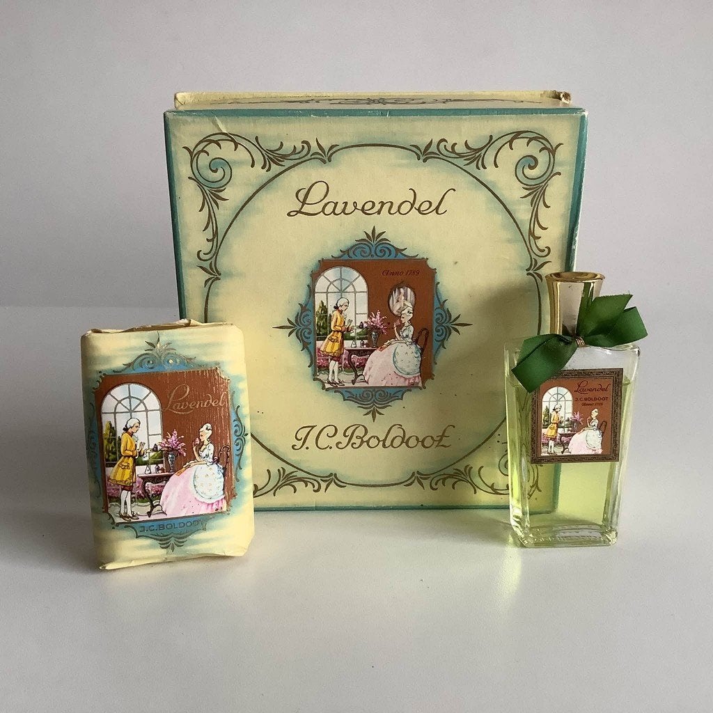 Prachtig vintage J.C. Boldoot Lavendel geschenksetje, Ophalen of Verzenden, Zo goed als nieuw, Parfumfles, Gevuld
