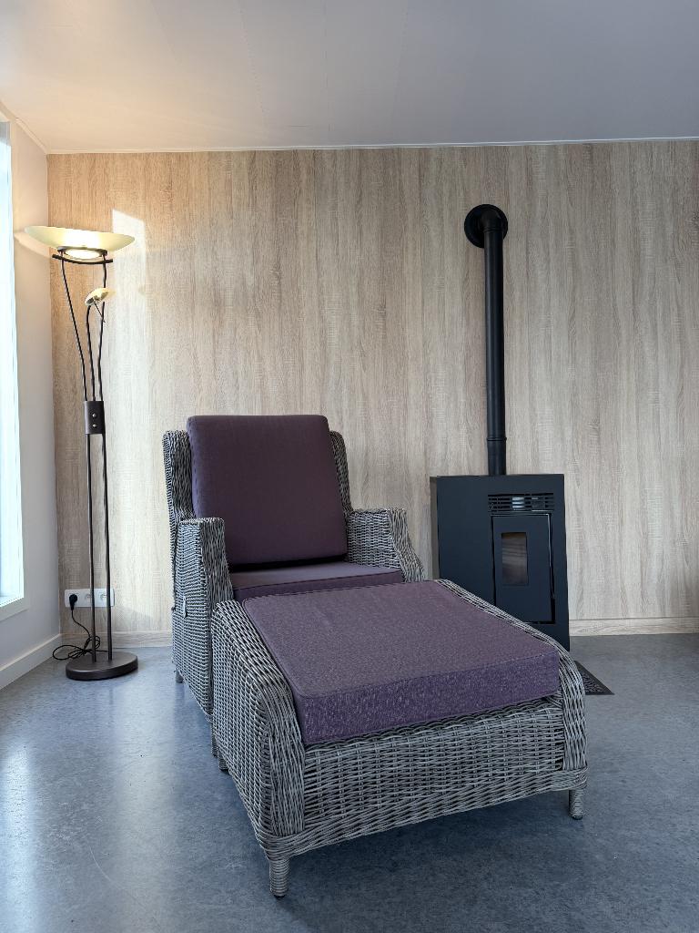 Tuin lounge zetel met voetenbankje/poef, Ophalen, Gebruikt, Wicker