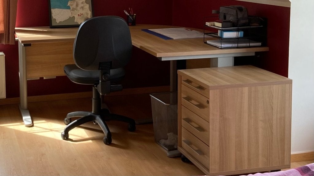 bureau, Ophalen, Gebruikt, Hout, Bruin