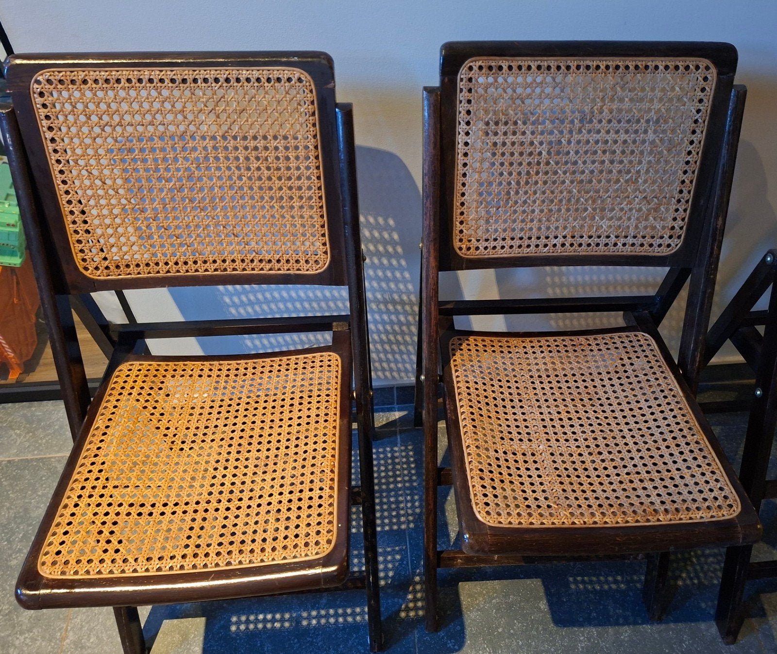 4 vintage rotan klapstoelen te koop, Ophalen