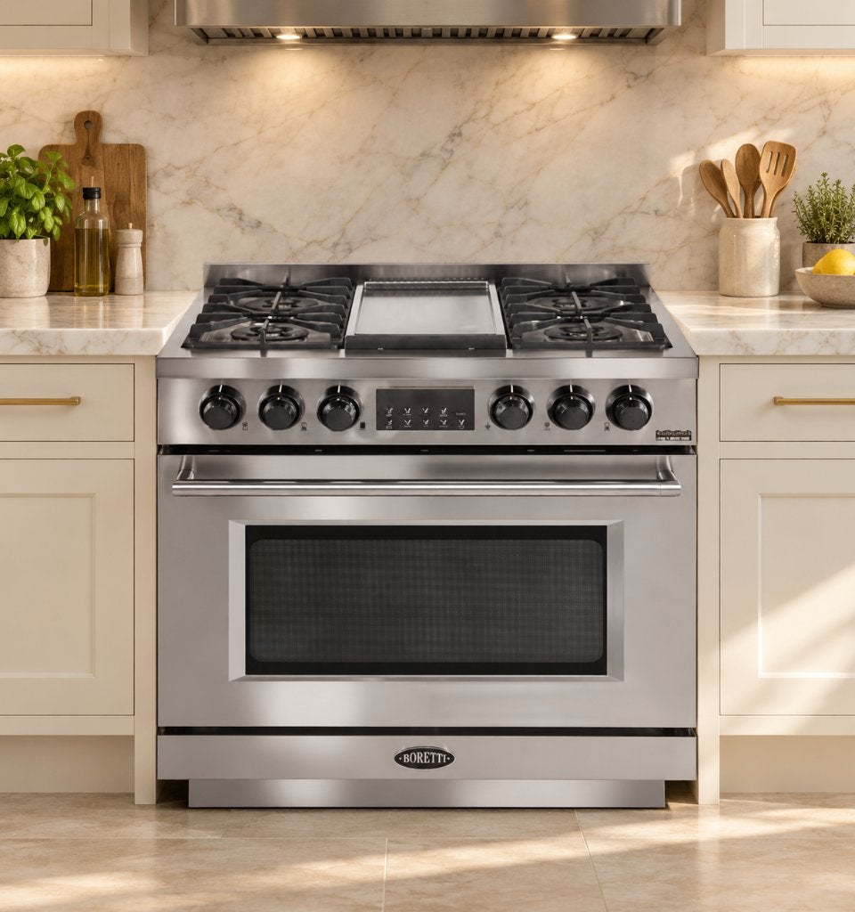 🔥Luxe Boretti Imperatore Fornuis 90cm RVS 1 oven NIEUW, Ophalen, 60 cm of meer, Nieuw, Gas
