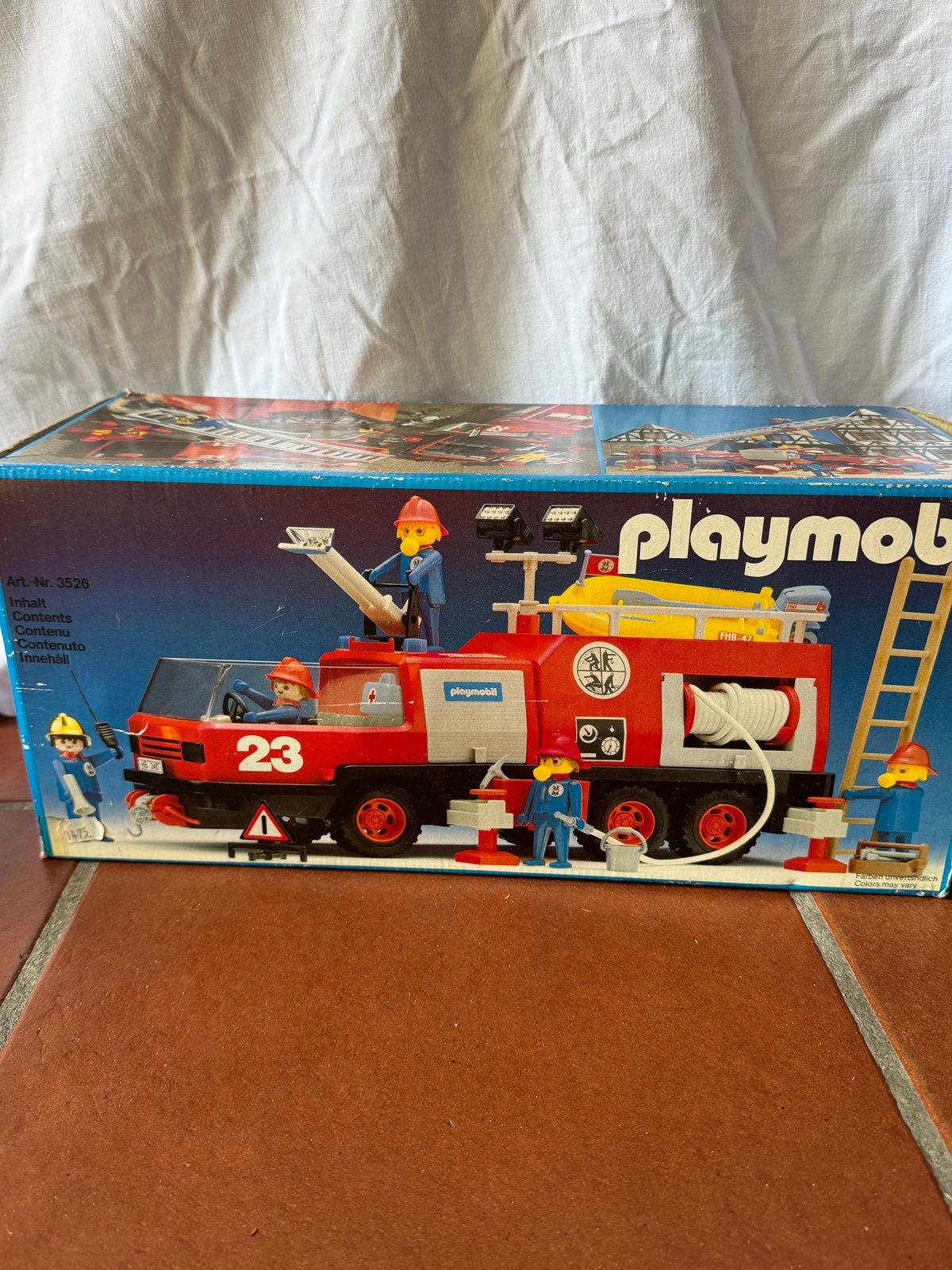 Playmobil 3526 – Vintage Brandweerwagen + Doos, Utilisé, Véhicule, City life, Kit complet