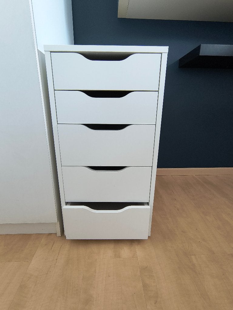 IKEA ALEX ladeblok (wit, 5 lades), Maison & Meubles, Armoires | Commodes, Comme neuf, Moins de 100 cm, Moins de 50 cm, 25 à 50 cm