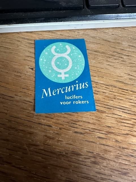 luciferdoos etiket label Mercurius lucifers voor rokers, Boîtes ou marques d'allumettes, Enlèvement ou Envoi, Mercurius, Info@muerlu.cd