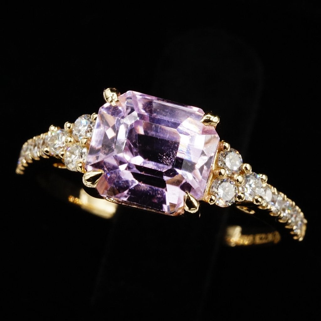 Bague en or 14kt 0,30ct diamant et 2,36ct kunzite rose HRD, Enlèvement ou Envoi, Rose, Comme neuf, Or