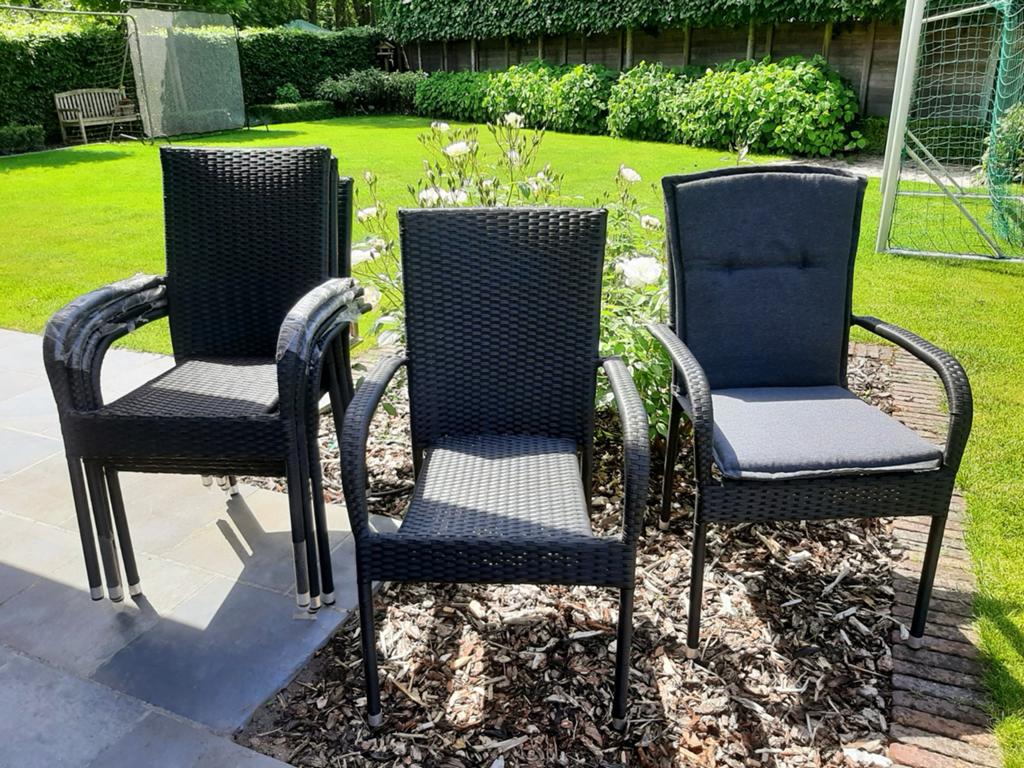 Tuinstoelen zwart splinternieuw 6 stuks, Enlèvement