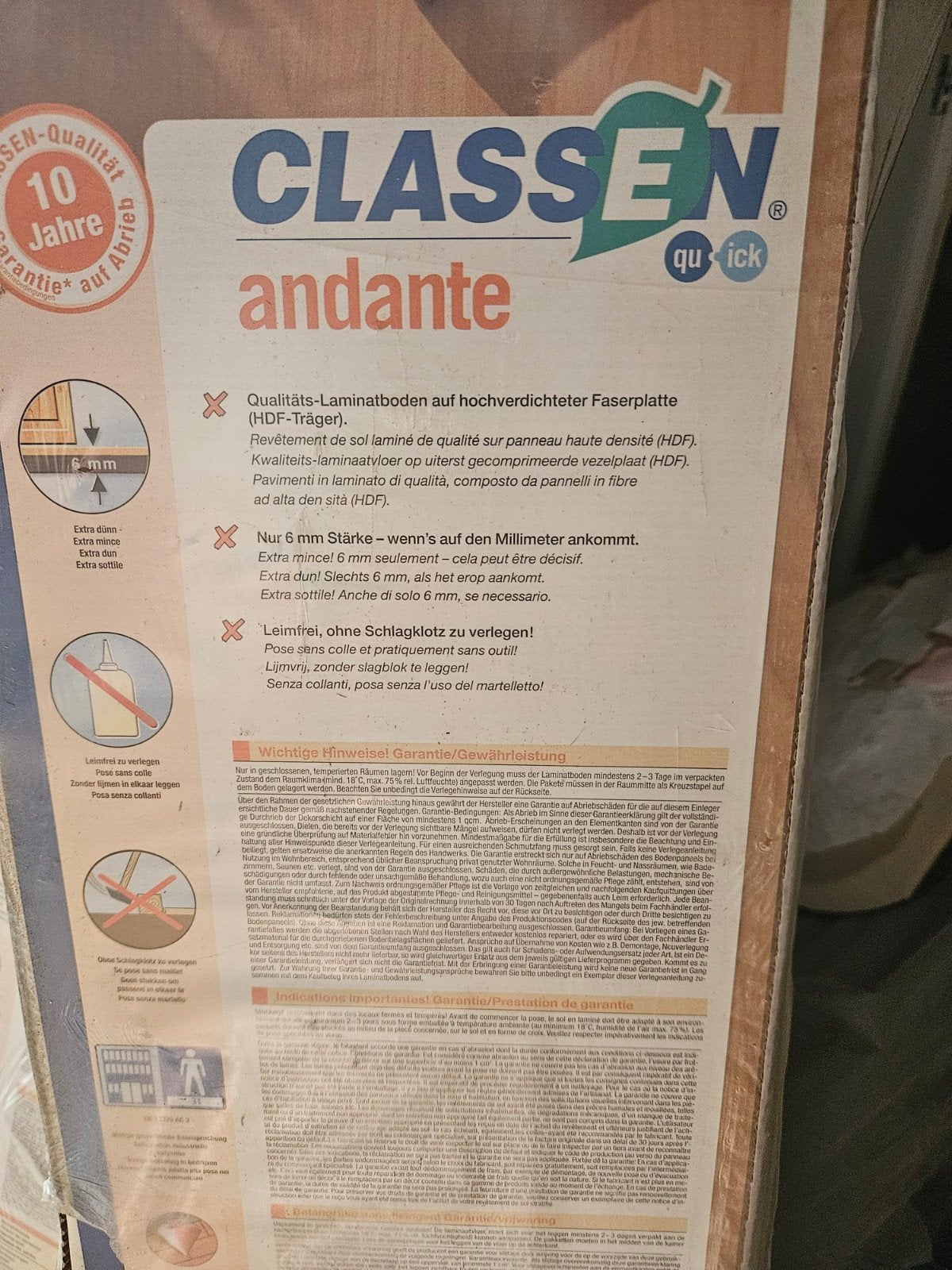 Lot de 3 paquets Parquet Stratifié CLASSEN Cerisier, Enlèvement