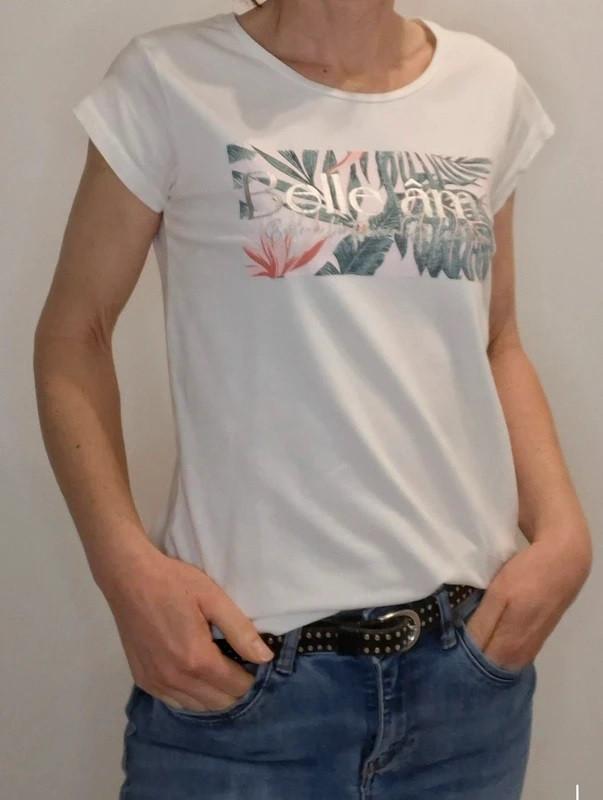 Citylife : wit t-shirt met tropische print , mt M, Maat 38/40 (M), Wit, Ophalen of Verzenden, Zo goed als nieuw