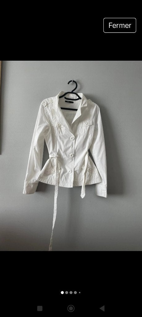 MIM witte jas met riem L, Mim, Ophalen of Verzenden, Nieuw, Wit