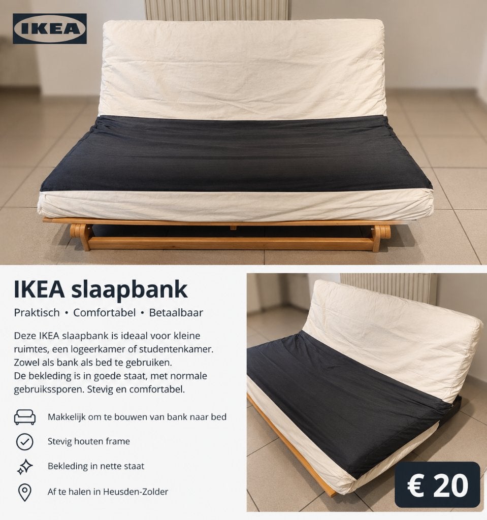 zit/slaapbank IKEA, Maison & Meubles, Beige, 140 cm, Enlèvement, Utilisé