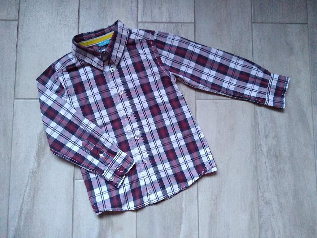 ★ M98/104 - hemd ruitjes bordeau, Ophalen of Verzenden, Zo goed als nieuw, Jongen, Overhemd of Blouse