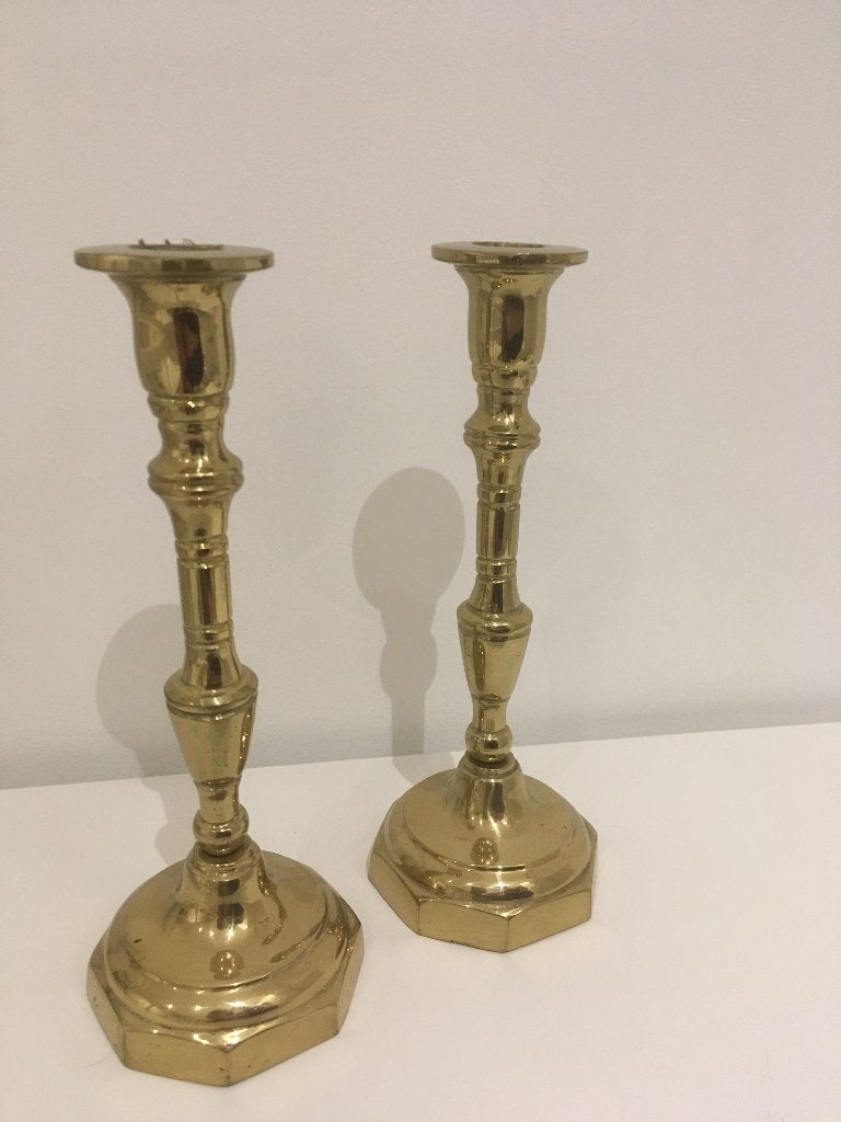 2 koperen kandelaars hoogte 23 cm perfecte staat, Ophalen, Overige materialen, Overige merken, Nieuw