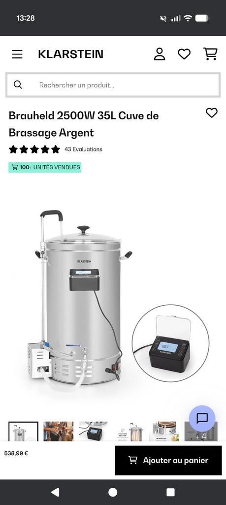 Kit complet brassage bière – matériel haut de gamme – utilis, Enlèvement, Inox