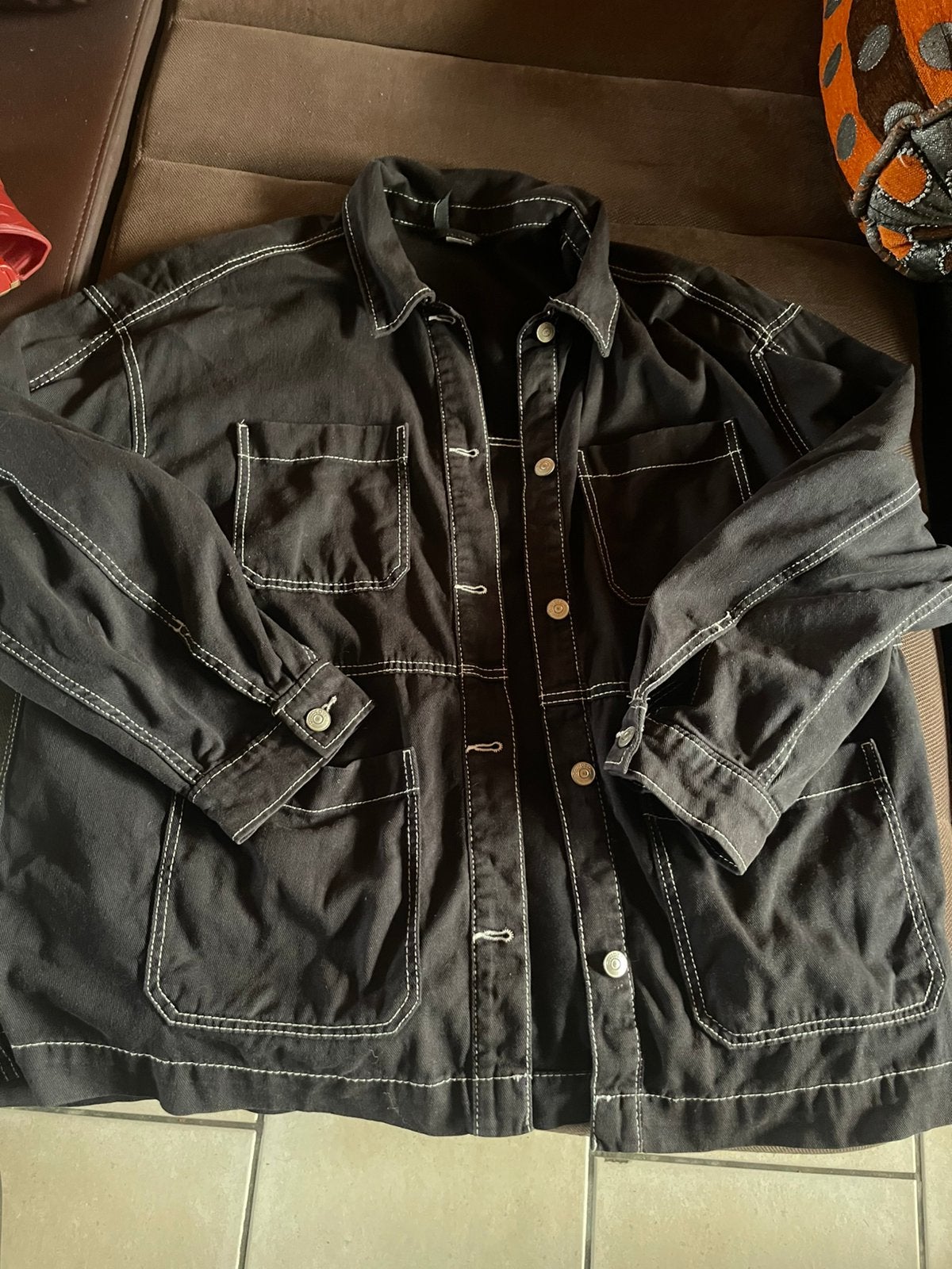 Veste en jeans h&m taille L, Kleding | Dames, Ophalen, Zo goed als nieuw, Zwart