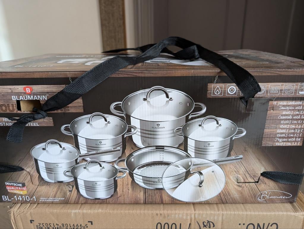 ENSEMBLE DE CASSEROLES + COUVERCLES EN INOX, Maison & Meubles, Enlèvement, Inox, Ensemble de casseroles