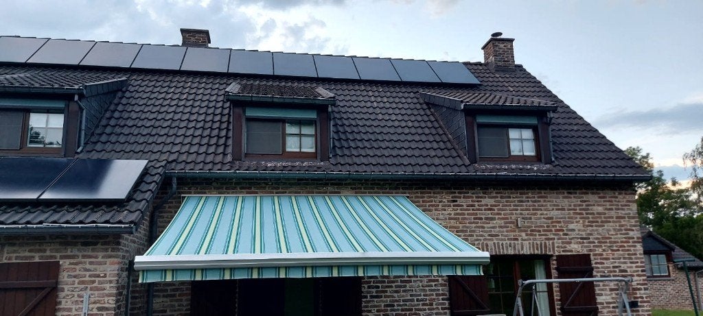Elektrisch zonnescherm voor buiten, Tuin en Terras, Ophalen, Gebruikt, Elektrisch, 250 cm tot 450 cm