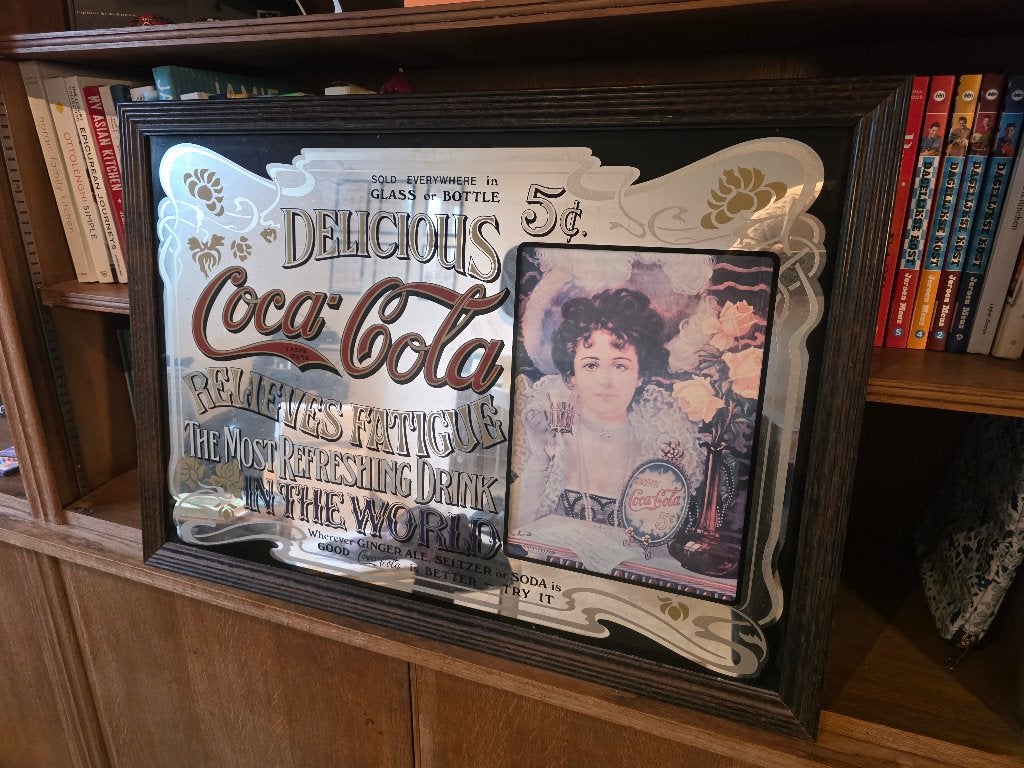 Coca-Cola vintage spiegel, Verzamelen, Ophalen, Zo goed als nieuw, Reclamebord
