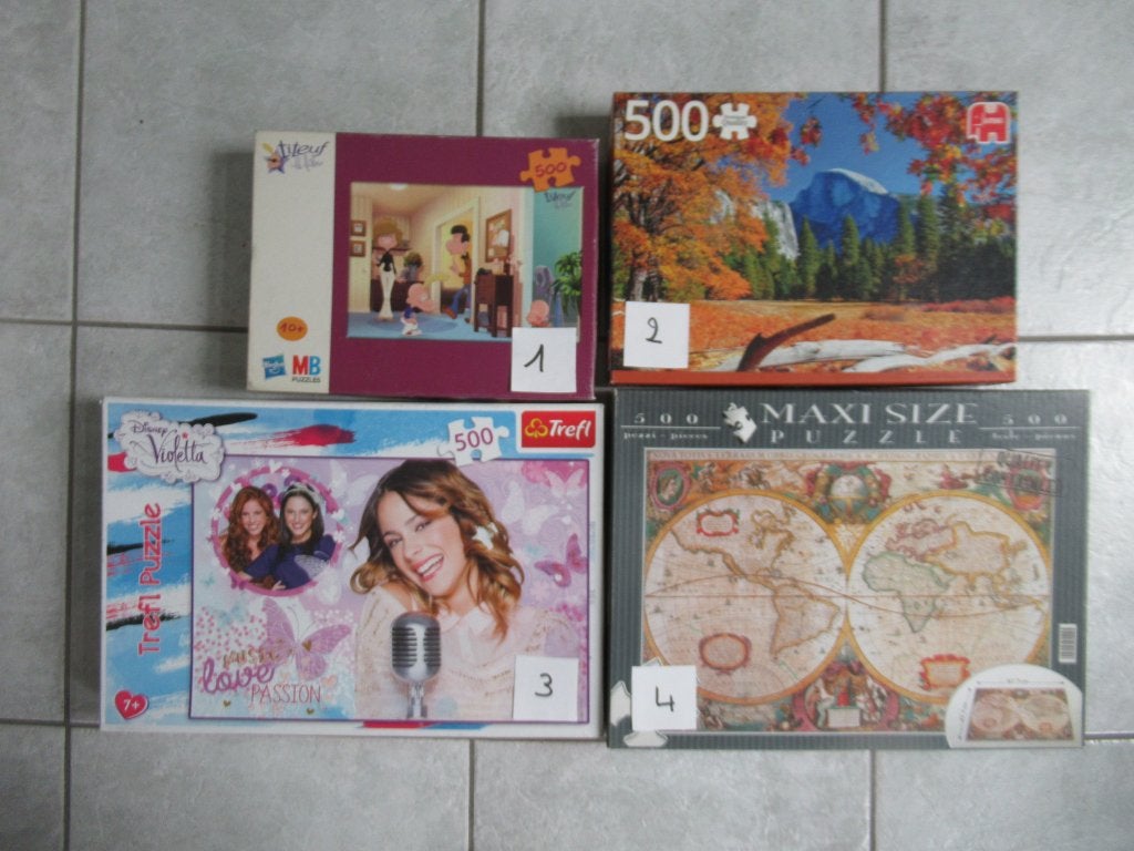 4 leuke volledige puzzels van 500 stukjes, Hobby en Vrije tijd, Ophalen, 500 t/m 1500 stukjes, Legpuzzel