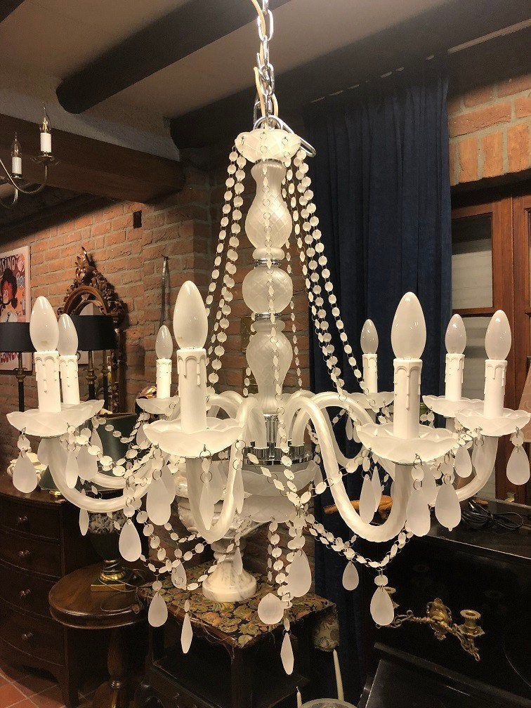 NIEUWE kroonluchter - frosted glazen - luchter – hanglamp, Maison & Meubles, Lampes | Lustres, Enlèvement, Neuf, Verre
