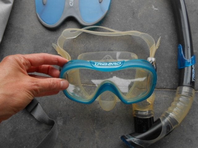snorkelset 'Tribord' duikbril/snorkel/zwemvliezen/zak, Watersport en Boten, Ophalen of Verzenden, Gebruikt, Snorkelset