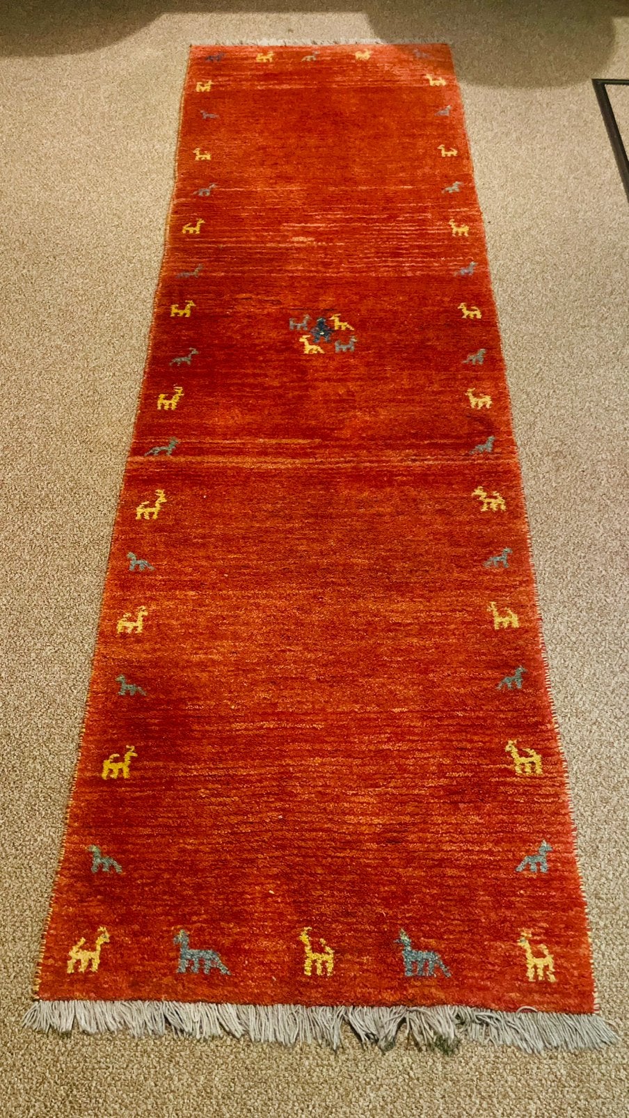 Vintage Perzische Gaschgai Gabbeh loper, 90 x 300cm, 12mm, Ophalen, Zo goed als nieuw, 200 cm of meer, 50 tot 100 cm