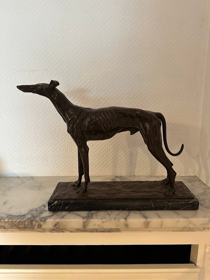 Bronzen beeld Windhond van PJ Mene, Enlèvement, Brons, Statue, Mammifère
