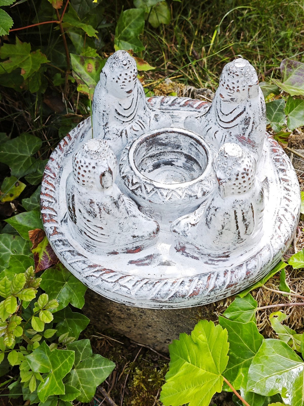 Bougeoir Ronde 4 Bouddhas Assis, Enlèvement ou Envoi, Neuf, Autres matériaux, Bouddha