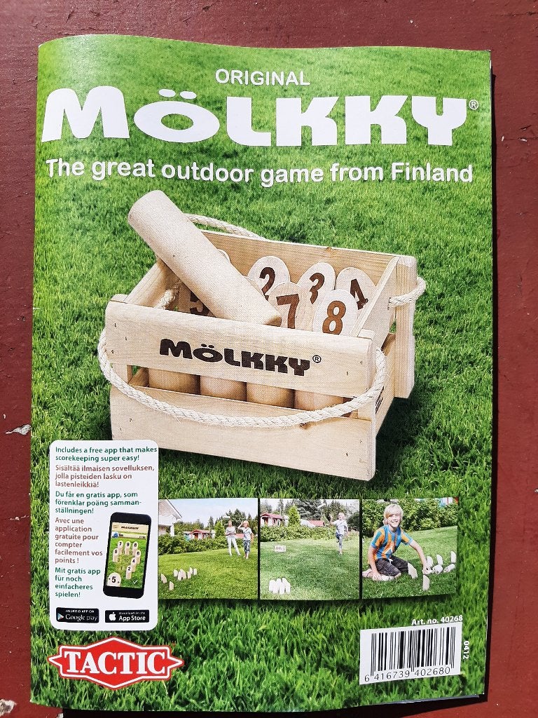Jeu de quilles en bois Finlandais Molkky + caisse transport, Enlèvement, Utilisé