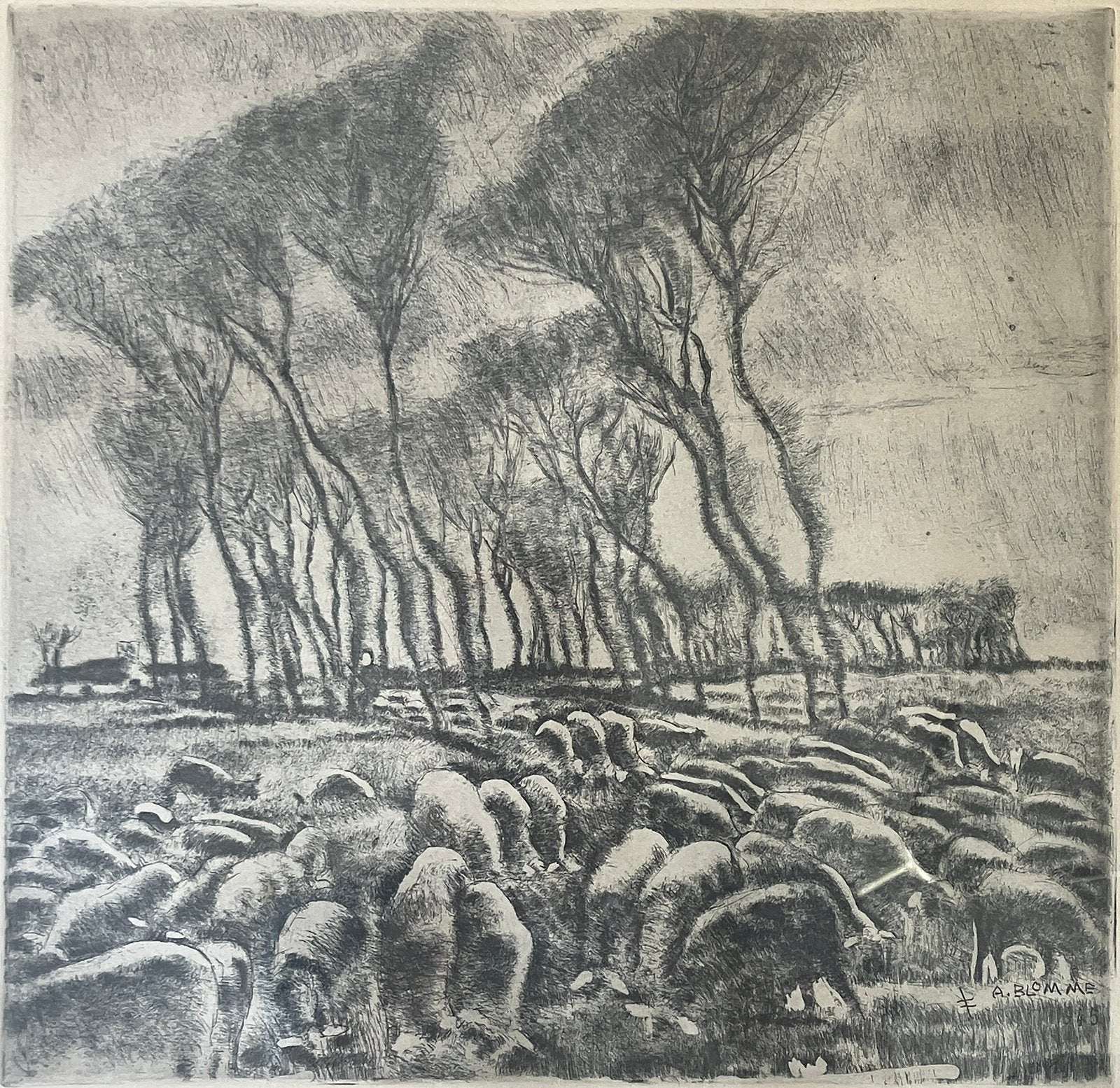 Ets Alfons Blomme (1889-1979) Oudenburg, Antiquités & Art, Enlèvement, Eau-forte