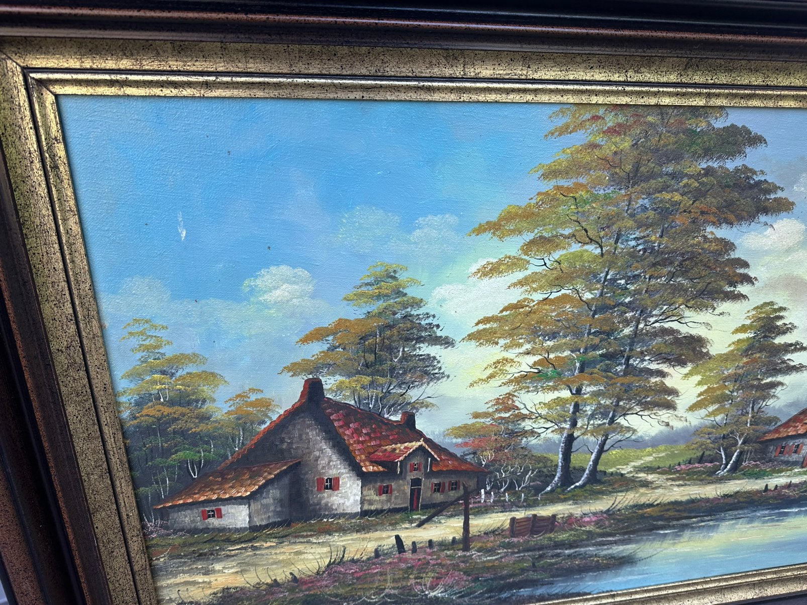 Origineel olieverfschilderij – idyllisch landschap – gesign., Peinture à l'huile, Paysage, Signé, Enlèvement