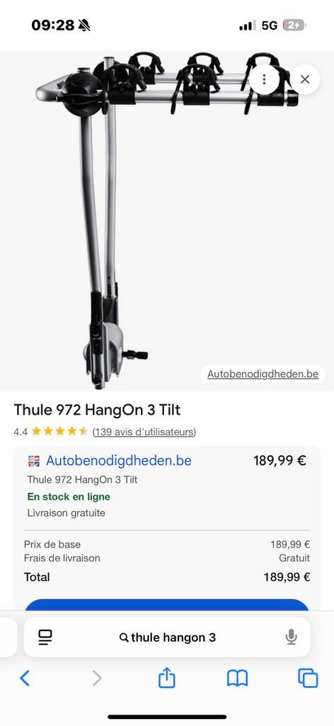 Porte 4 vélos thule neuf, Autos : Divers, Porte-vélos, Enlèvement, Comme neuf