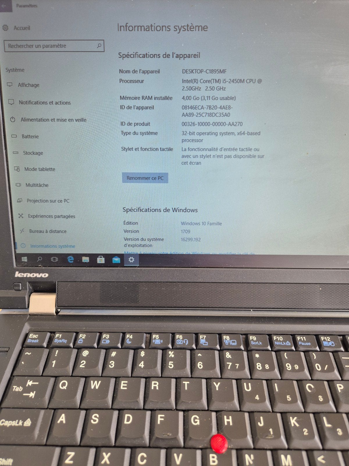 Ordinateur portabl PC Lenovo, Enlèvement ou Envoi