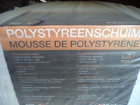 nieuw : polystyreenschuim isolatieplaten, 20 m², 3 cm dik, Doe-het-zelf en Bouw, Nieuw, Muurisolatie, 15 m² of meer, Piepschuim (Tempex)