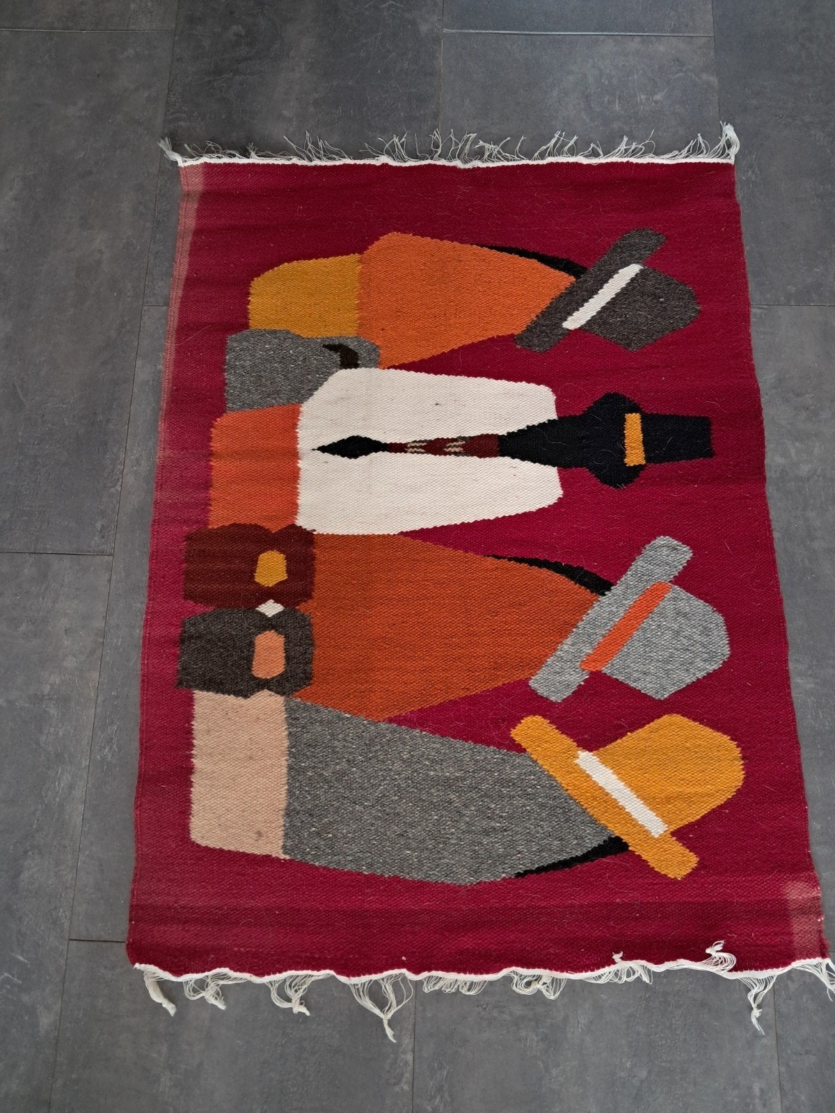 Superbe tapis vintage / tapisserie murale ethnique style and, Antiquités & Art, Enlèvement ou Envoi