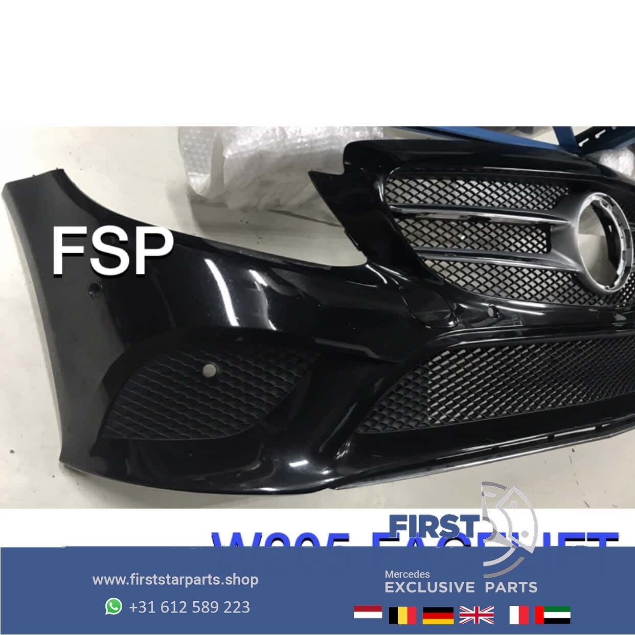 W205 C205 FACELIFT 2020 VOORBUMPER ZWART Mercedes C Klasse O, Utilisé, -, Avant, -