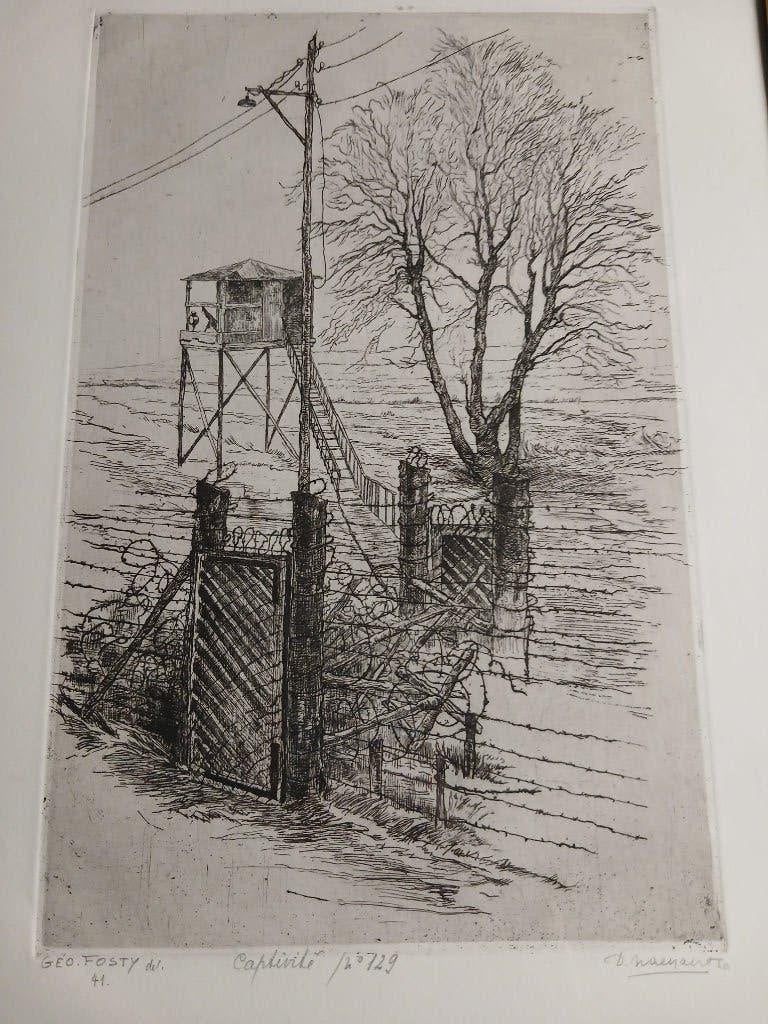 Geo Fosty del. 41. Captivité  , gesigneerd Désiré Naeyaert, Antiek en Kunst, Kunst | Etsen en Gravures, Ophalen of Verzenden, Ets