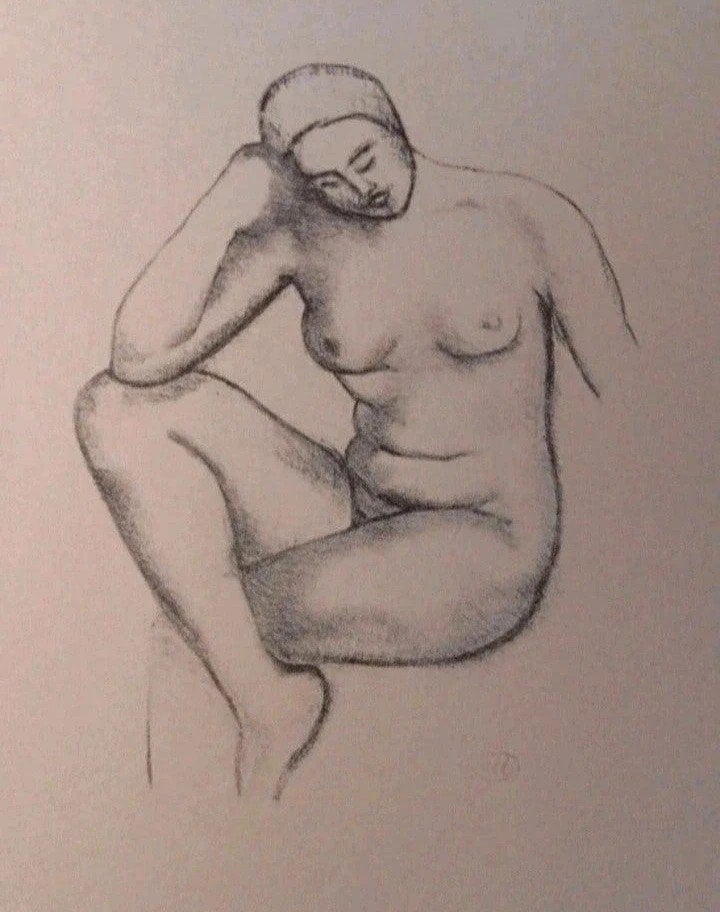 Aristide Maillol. Nu pensif. Modèle nu. Gravure ancienne, Antiquités & Art, Enlèvement ou Envoi, Gravure
