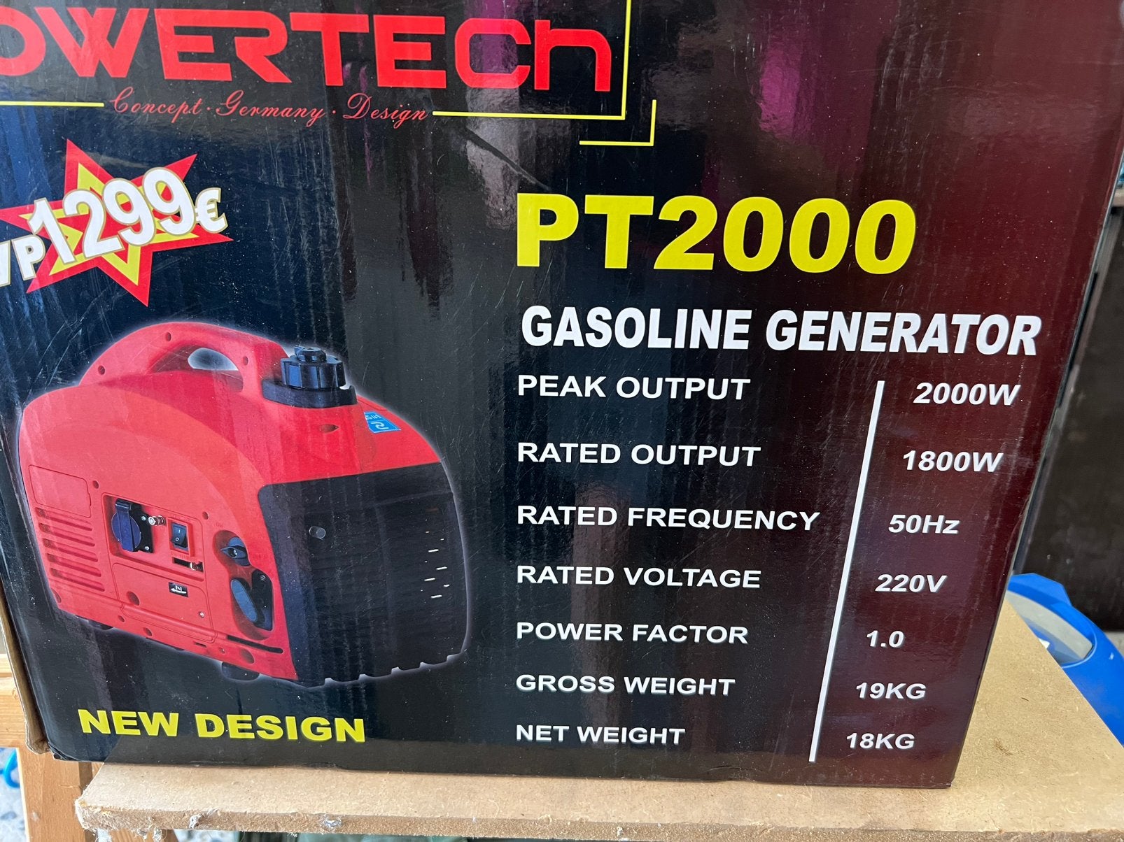 Nieuwe benzinegenerator 2000W met omvormer, Doe-het-zelf en Bouw, Ophalen, Nieuw