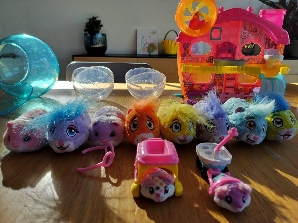 Speelgoed rijdende hamsters met geluid + enkele accesoires, Enlèvement