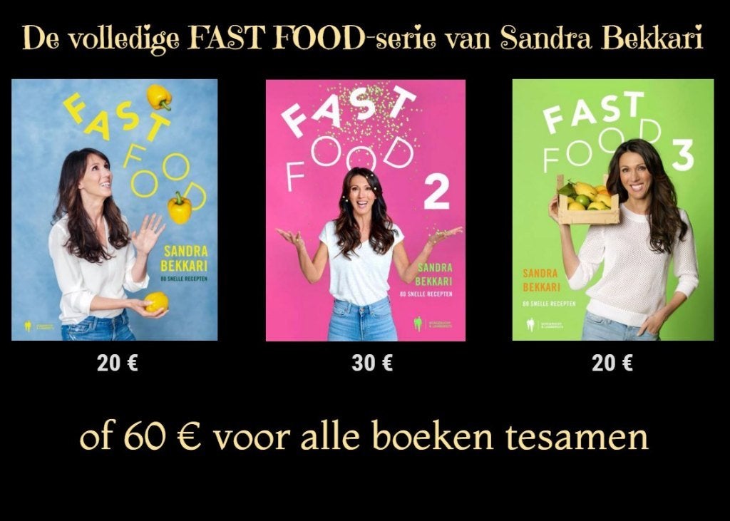 De FASTFOOD TRILOGIE van Sandra Bekkari, Boeken, Ophalen of Verzenden, Zo goed als nieuw, Gezond koken