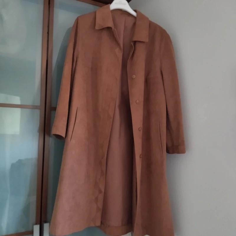 Trench-Coat Vintage en Alcantara – Couleur Camel, Taille 42/44 (L), Enlèvement ou Envoi, Autres couleurs, Manteau