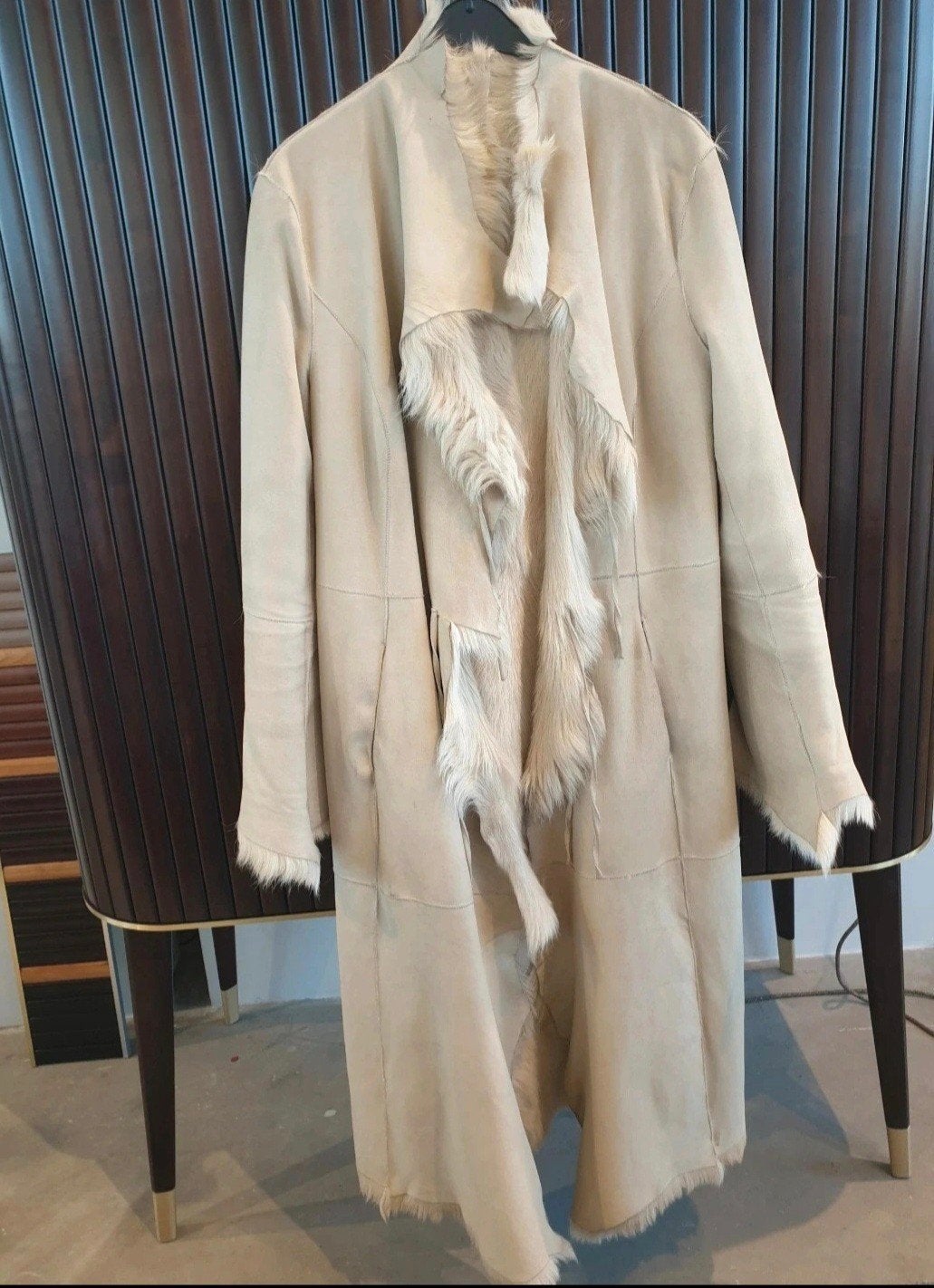 Enes omkeerbare jas in geitenleer L 40 beige, Beige