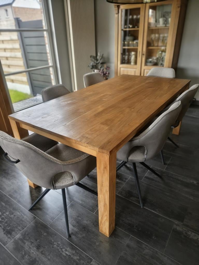 Table à manger massive et teck, Enlèvement, Comme neuf, Teck
