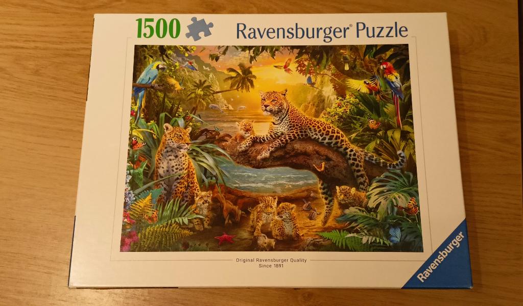 Un Puzzle 1500 pièces Ravensburger - Léopards dans la jungle, Envoi, 500 à 1500 pièces, Utilisé, Puzzle